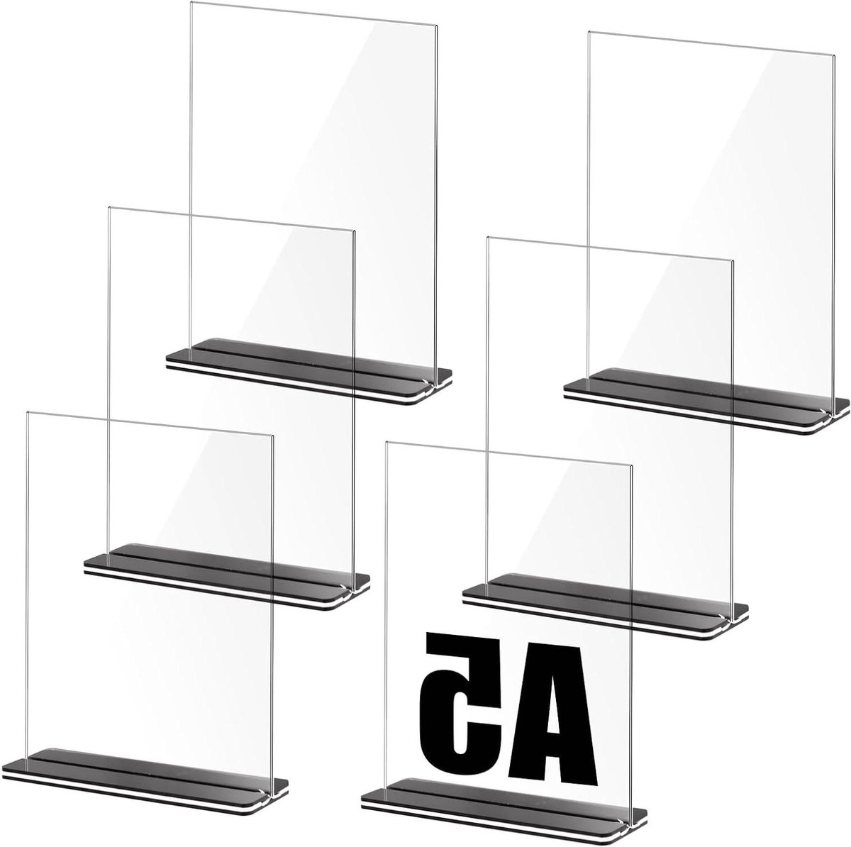 6 stuks bordenstandaard A5, plexiglas standaard in T-vorm voor posters, tentoonstellingen en foto's