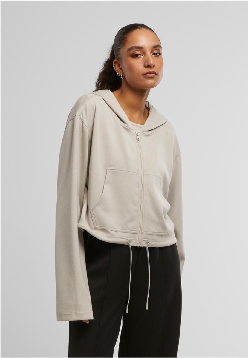 Urban Classics Soft Touch Zip Hoodie Dames Trui met capuchon – XS Grijs