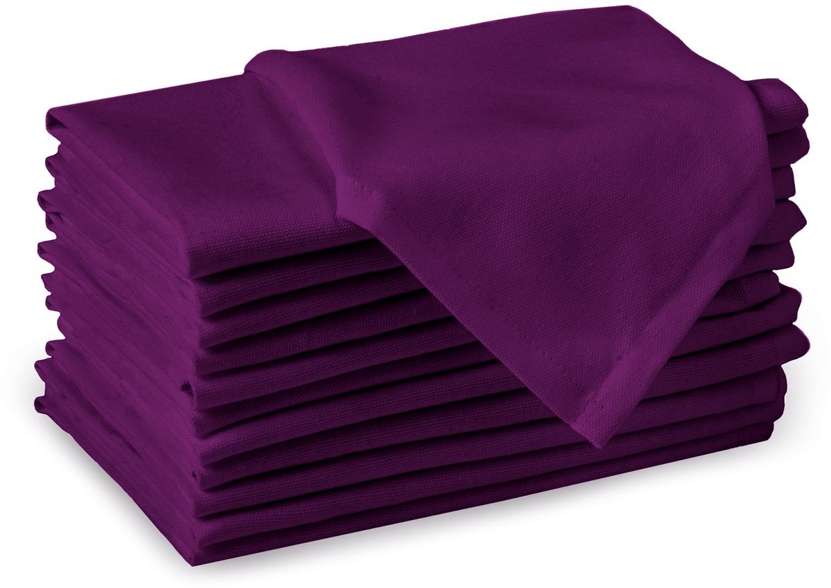 Stunq® Set van 12 Katoenen Servetten, Paars, 43 x 43 cm - Duurzaam en Absorberend Materiaal