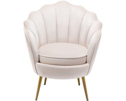 Vente-unique Schelpvormige fauteuil van beige velours LALEA