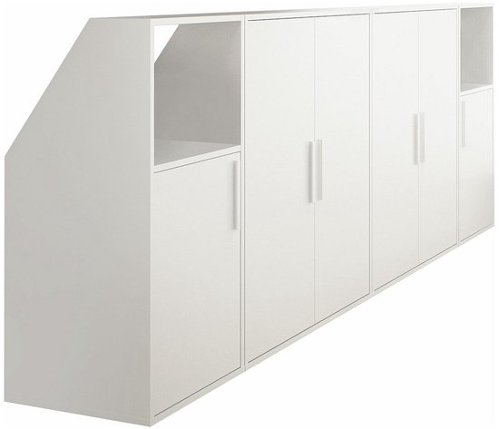 Meuble sous pente avec 6 portes et 2 niches - Wit - ADEZIO L 278,8 cm x H 110 cm x P 50 cm