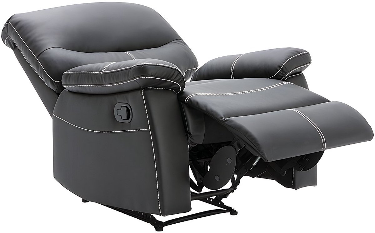 Vente-unique Driezitsbank en relaxfauteuil CANBY - Kunstleer - Zwart