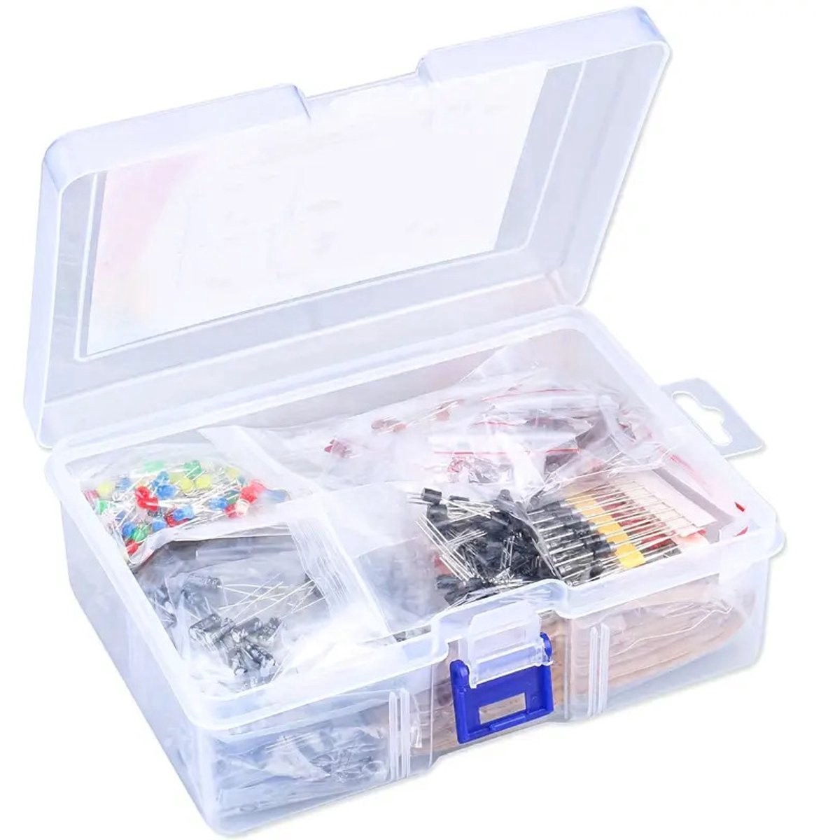 Premium 1400-delige Elektronica Componenten Set – Weerstanden, Condensatoren, Transistoren, Diodes & LED’s – DIY Elektronica & Arduino Projecten