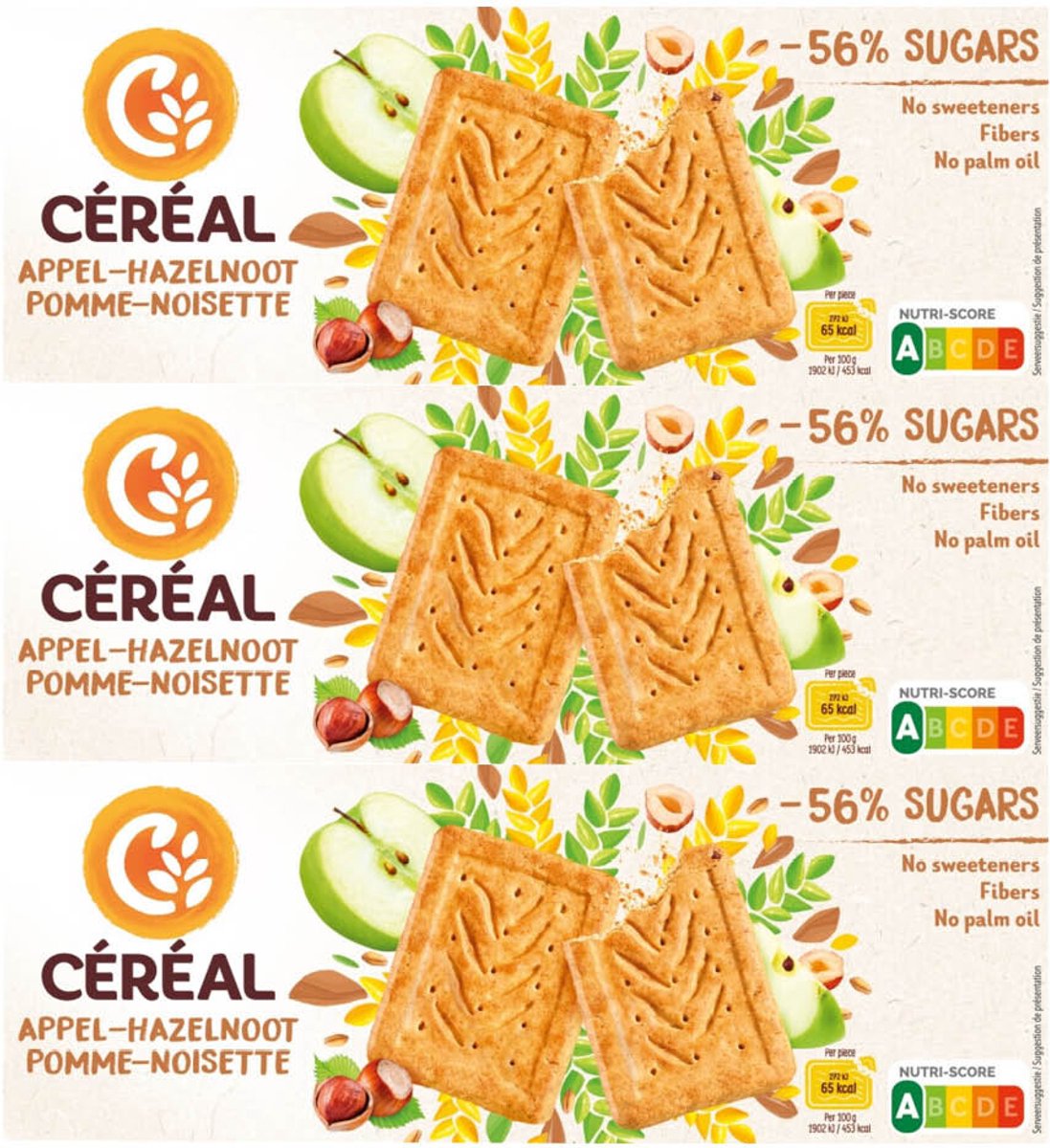 Céréal Koekjes Appel-Hazelnoot - 3 x 230 gr - Voordeelverpakking