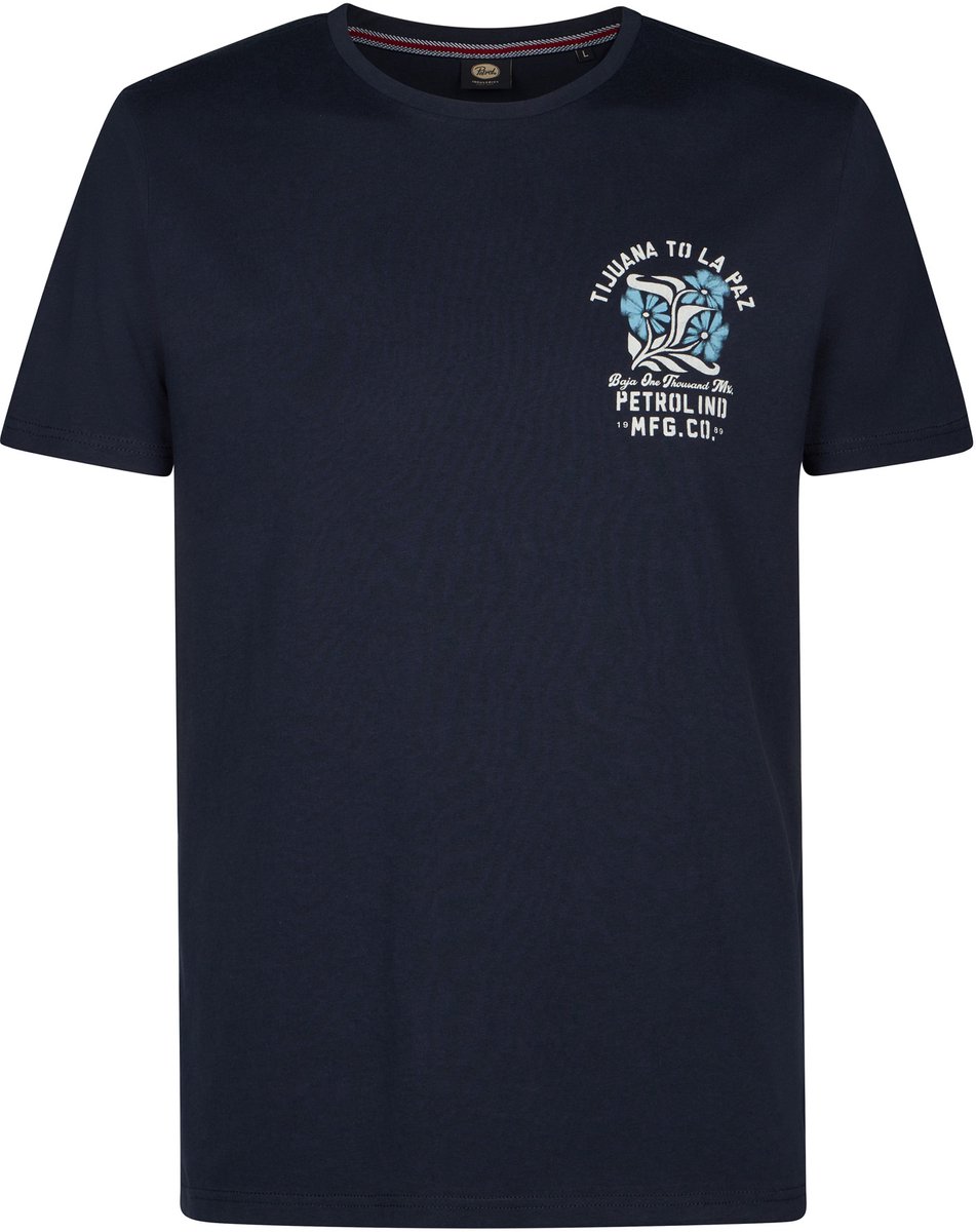 Petrol Industries - Heren T-shirt met print Onix - Blauw - Maat XXL