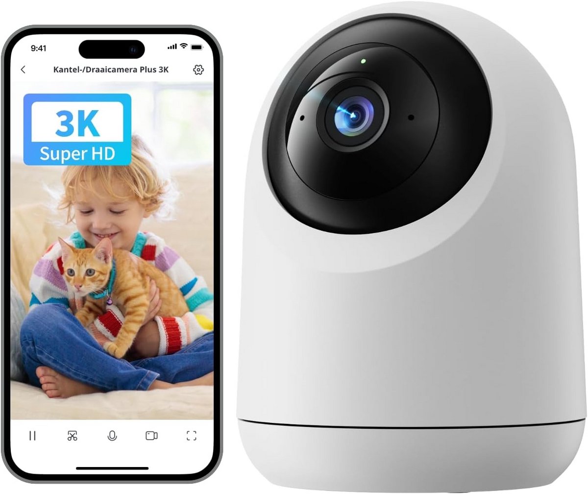 Beveiligingscamera Binnen 3K HD Pan/Tilt WiFi met Bewegingsdetectie en Nachtzicht