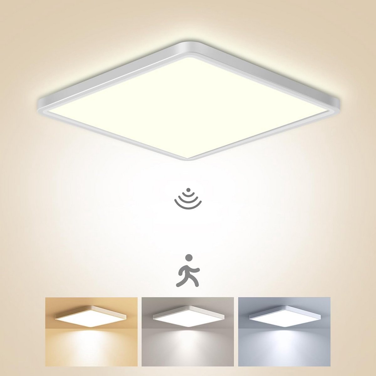 Plat LED Plafondlamp met Bewegingsmelder 18W 1800 Lumen Instelbare Kleurtemperatuur