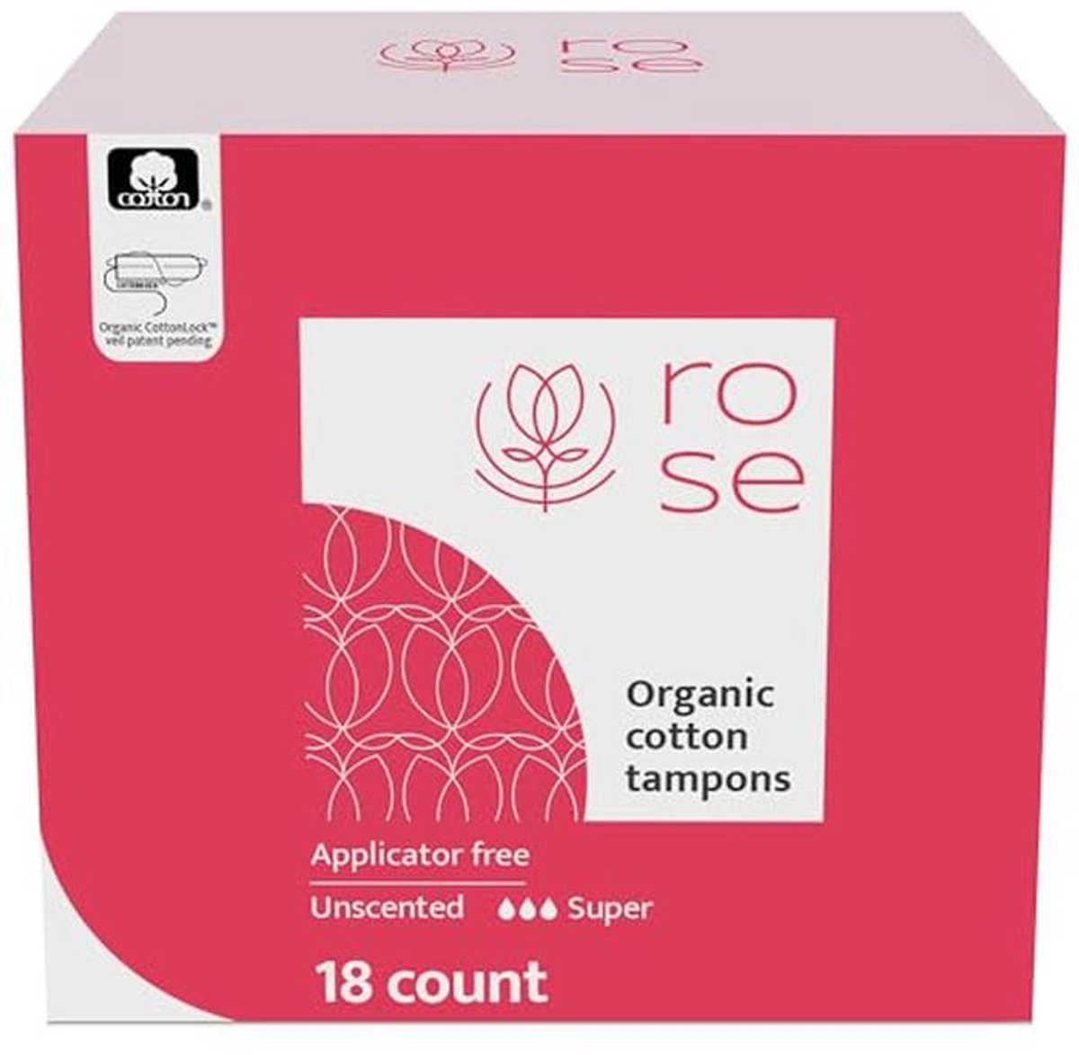 Biologische Tampons - Super, Non Applicator, 100% Biologisch Katoen, Ongeparfumeerd - 18 Stuks