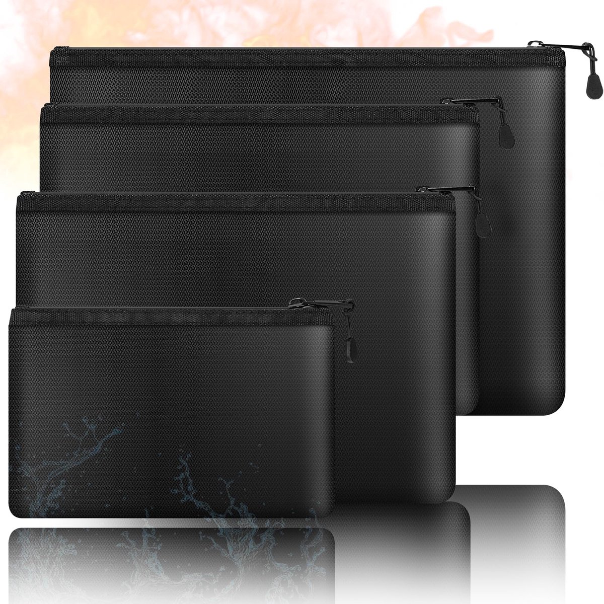 IMPERATORIS® Brandwerende Documententas - Geld en Documenten Organizer - Waterdicht en Vuurvast - Veiligheidstas met Rits - 4 Stuk