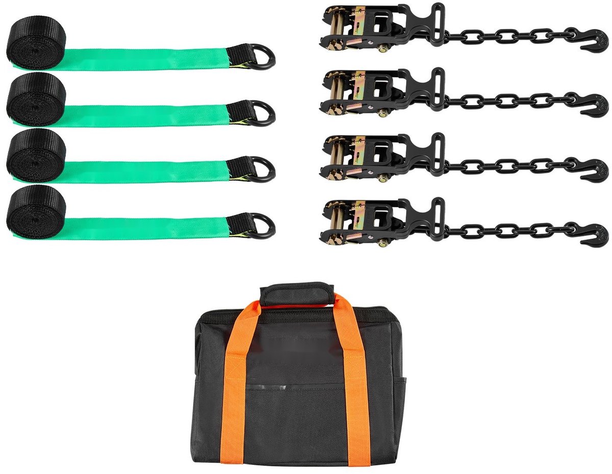 Wielspanband - Bandenband - Met Robuuste Haken - Afmeting 5,08 cm x 3,05 m - Treksterkte 4540 kg - Draagvermogen 1512 kg - Voor SUV's, Motorfietsen en Aanhangers