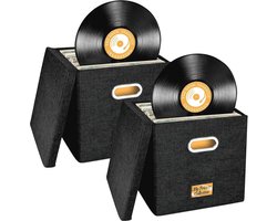 Vinyl Record Storage Box - 2PCS Foldable LP Organizer for 100+ Records, Albums, CDs, and More