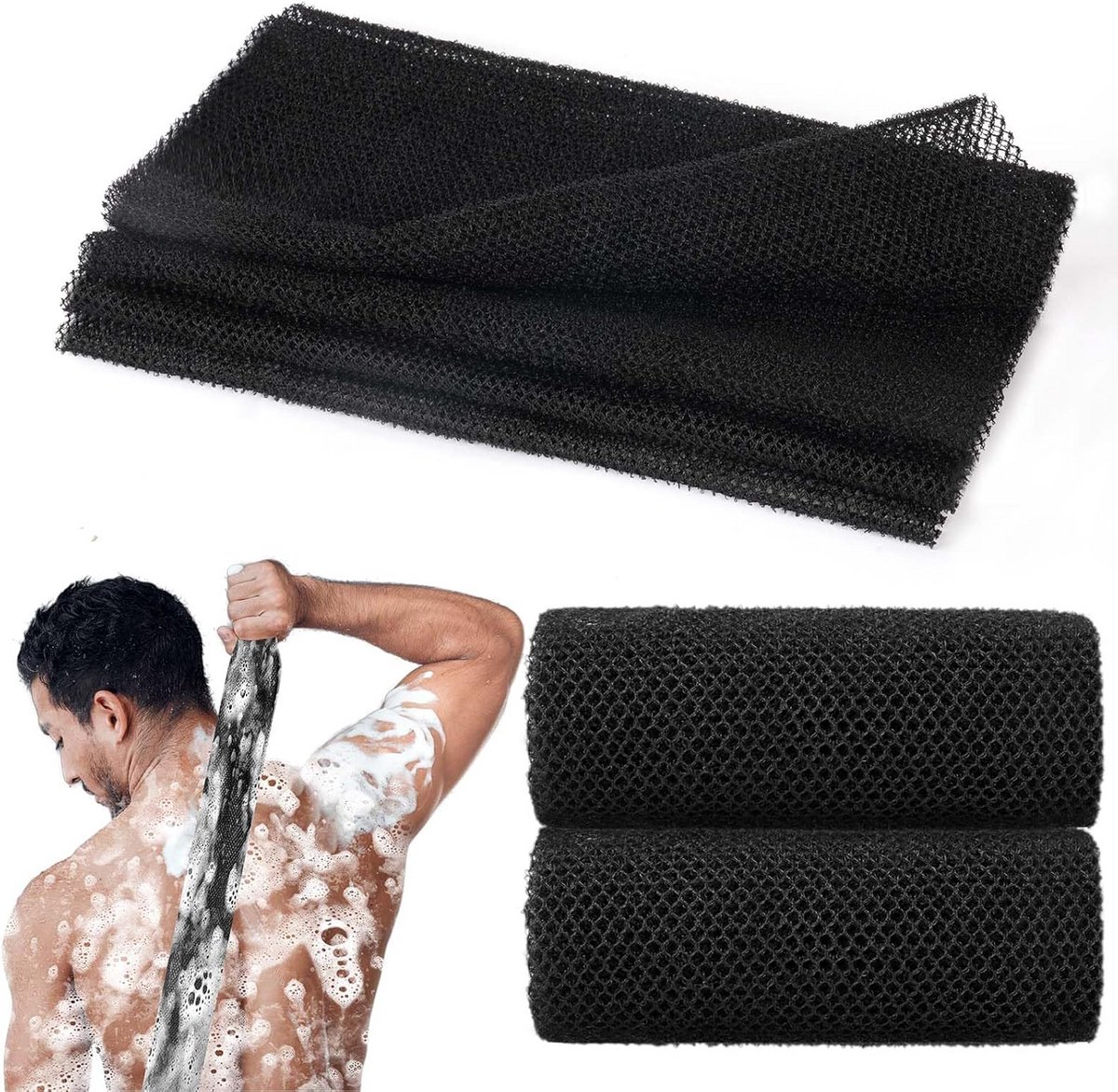 2-in-1 Nylon Douche Luffa voor Rug en Lichaam - Diepe Exfoliërende Sponsdoek