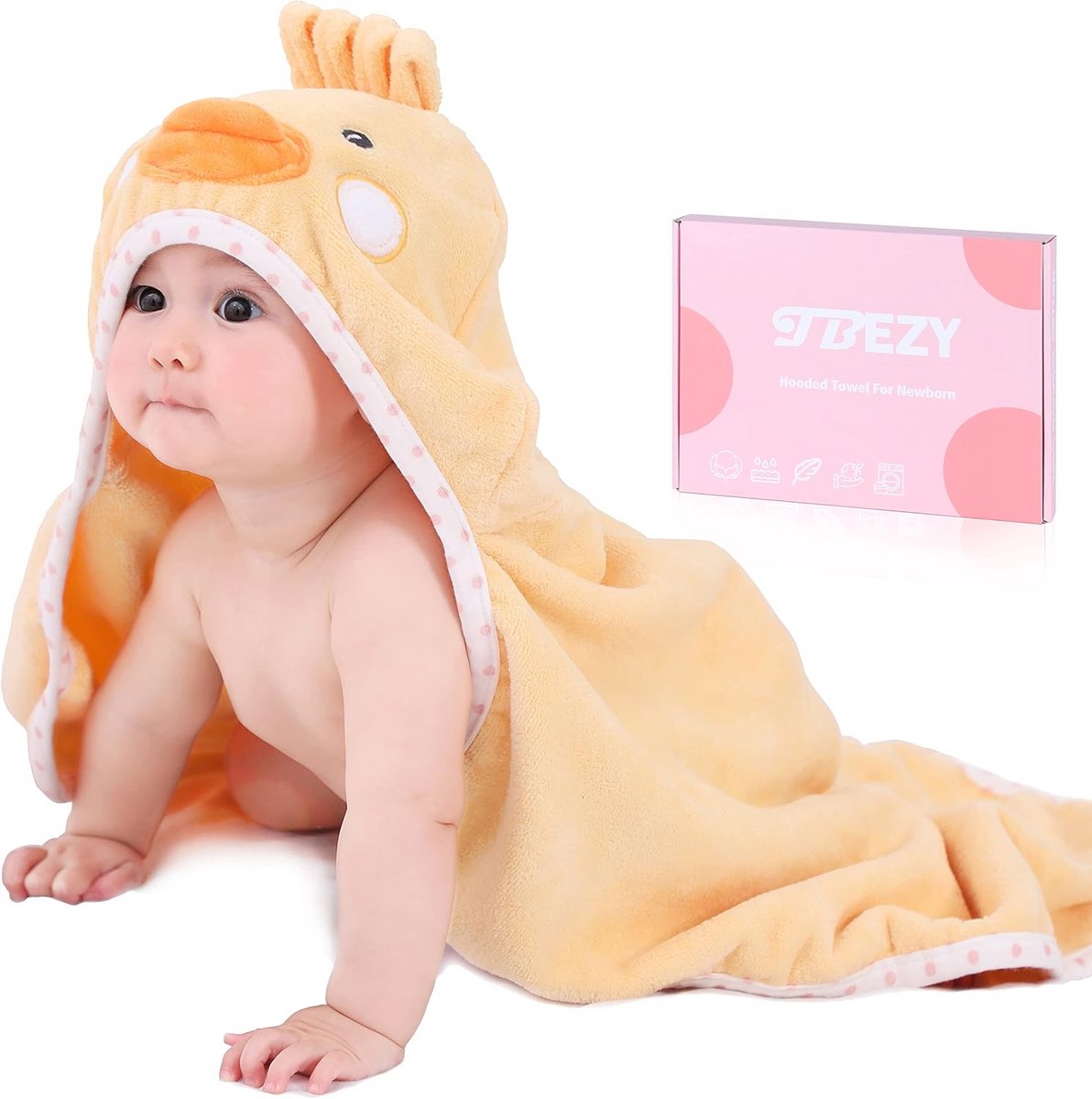 Luxe Baby Badcape met Capuchon - Dik, Ultrazacht Katoen voor Pasgeborenen - Schattig Dierenontwerp