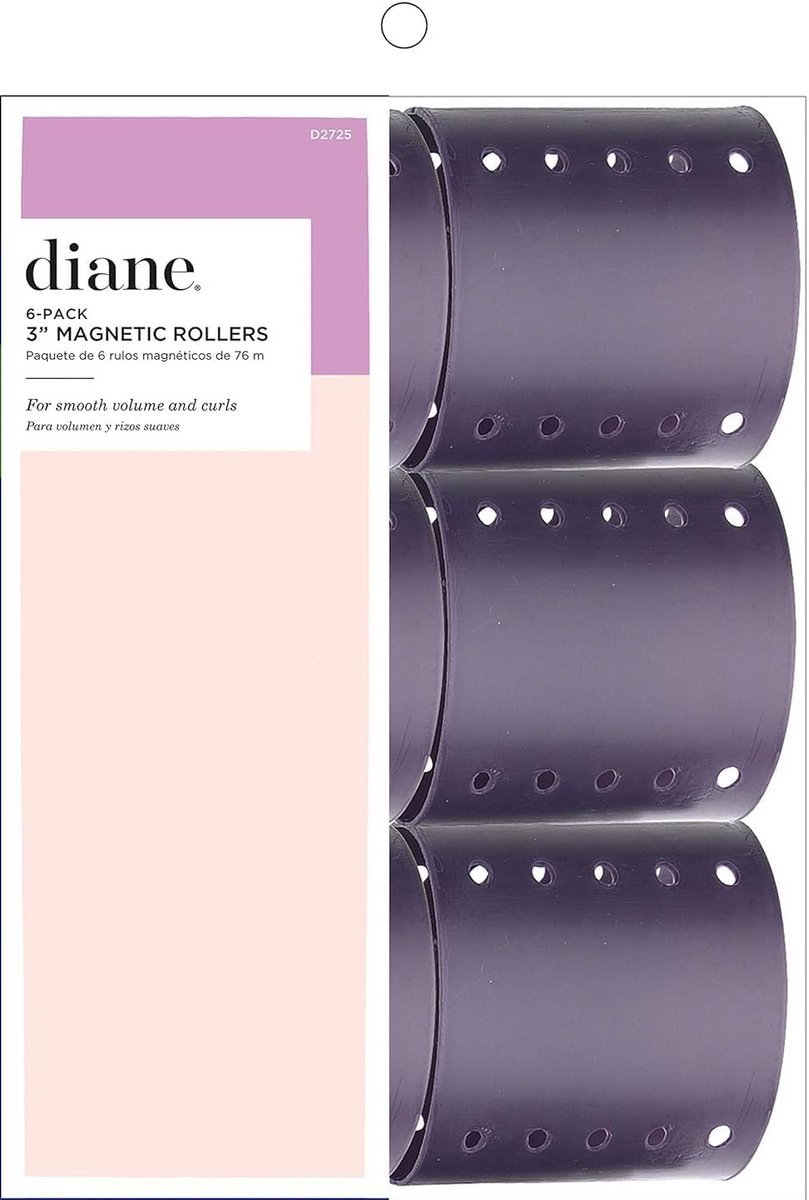 Set van 6 Magnetische Haarrollers voor Volume en Krullen (7,5 cm, Paars)