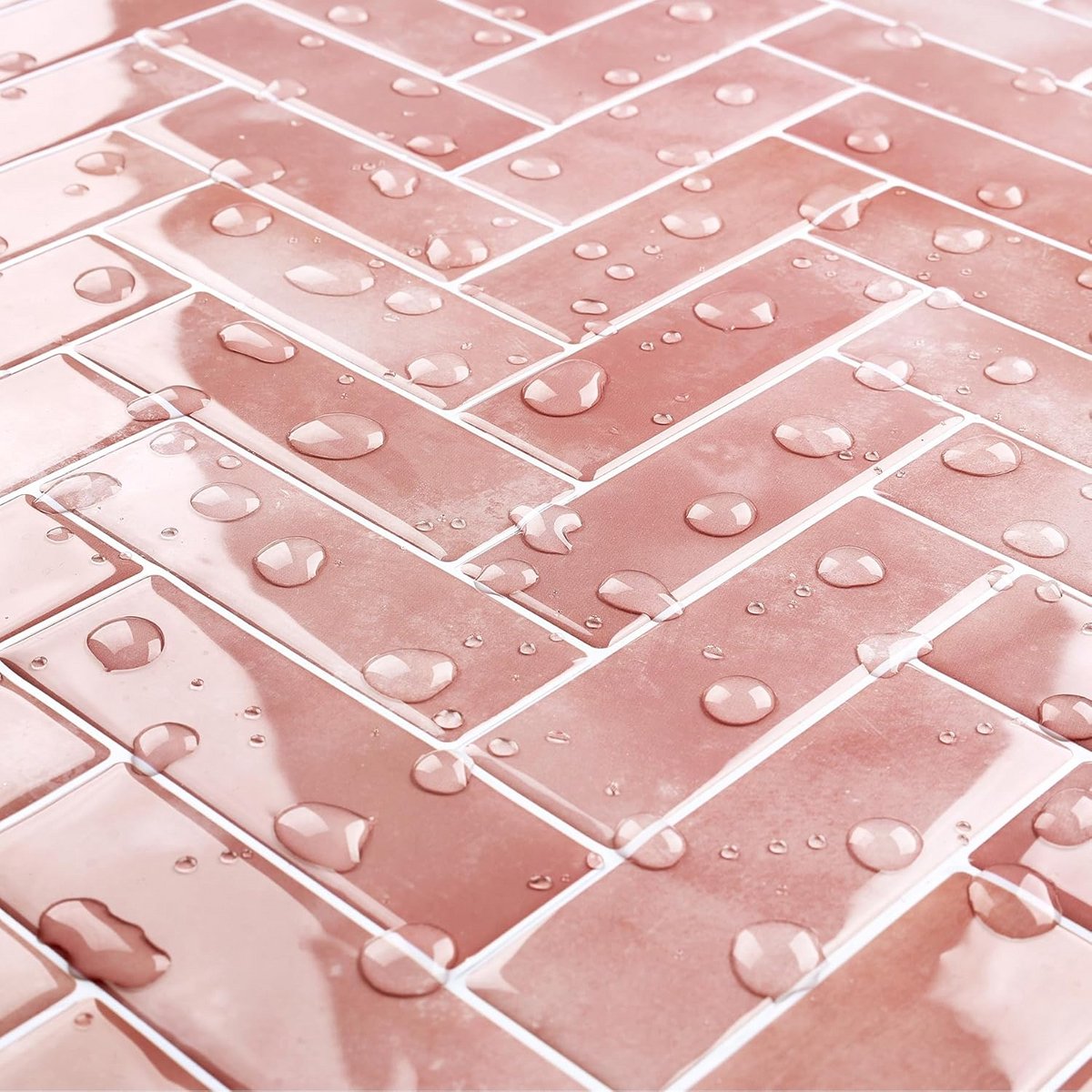 Zelfklevende Tegelstickers Visgraat Roze 3D - Waterdicht Keuken & Badkamer Wandtegels 30x3