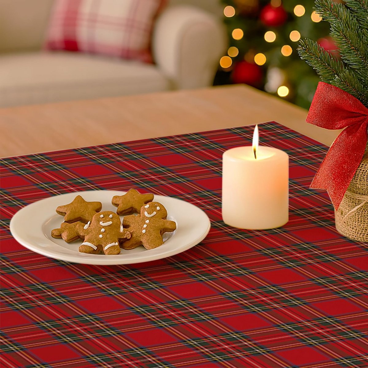 Kerst Tafelkleed Rechthoekig FSC Kleed Kerstdecoratie Tafel Bescherming 85x85cm