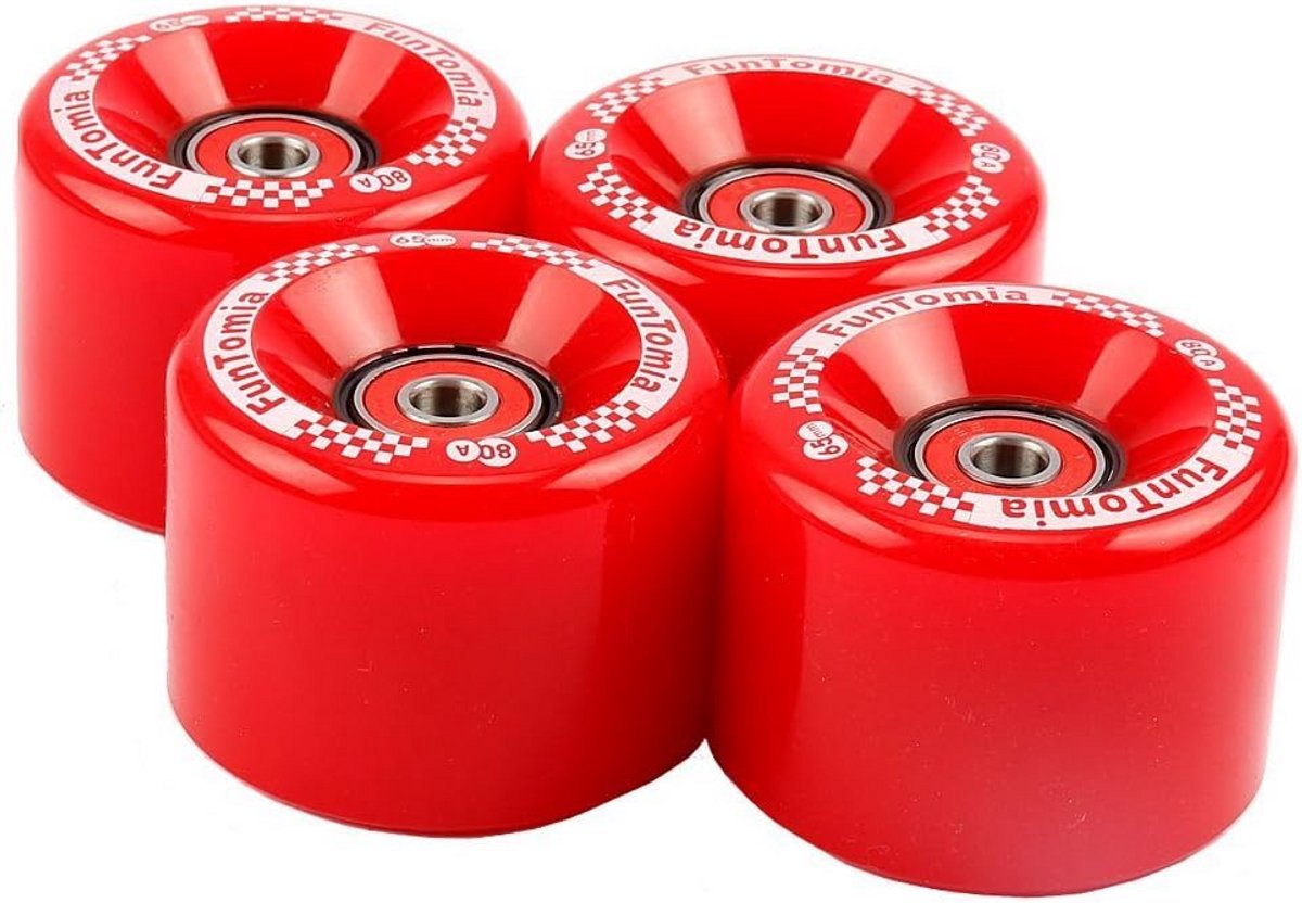 Set van 4 Longboard en Skateboard Wielen 65x45mm 80A met ABEC-11 Kogellagers en Spacers