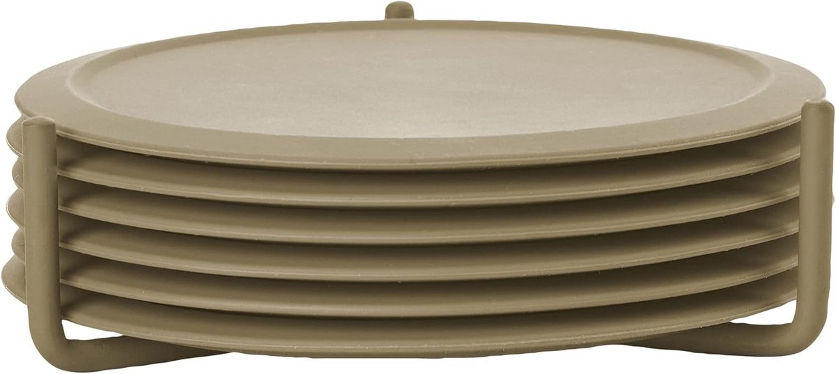 Set van 6 Siliconen Onderzetters voor Glazen - Khaki
