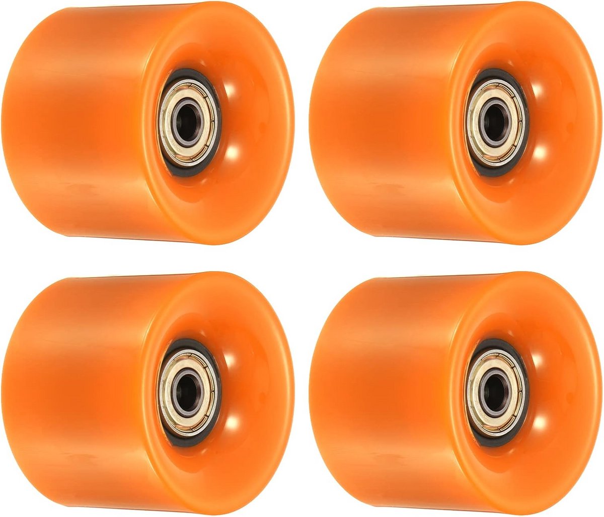 Set van 4 Longboard Wielen 60mm met ABEC-11 Lagers - Ideaal voor Skateboards en Cruisers (Oranje Goud)