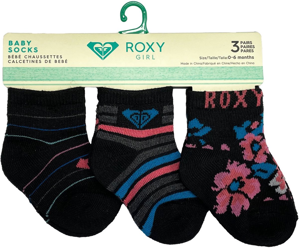 Pack 3 Calcetines Bebé Roxy Inside Spark Logo 66094t /Rosa 0-6 Meses Zwart