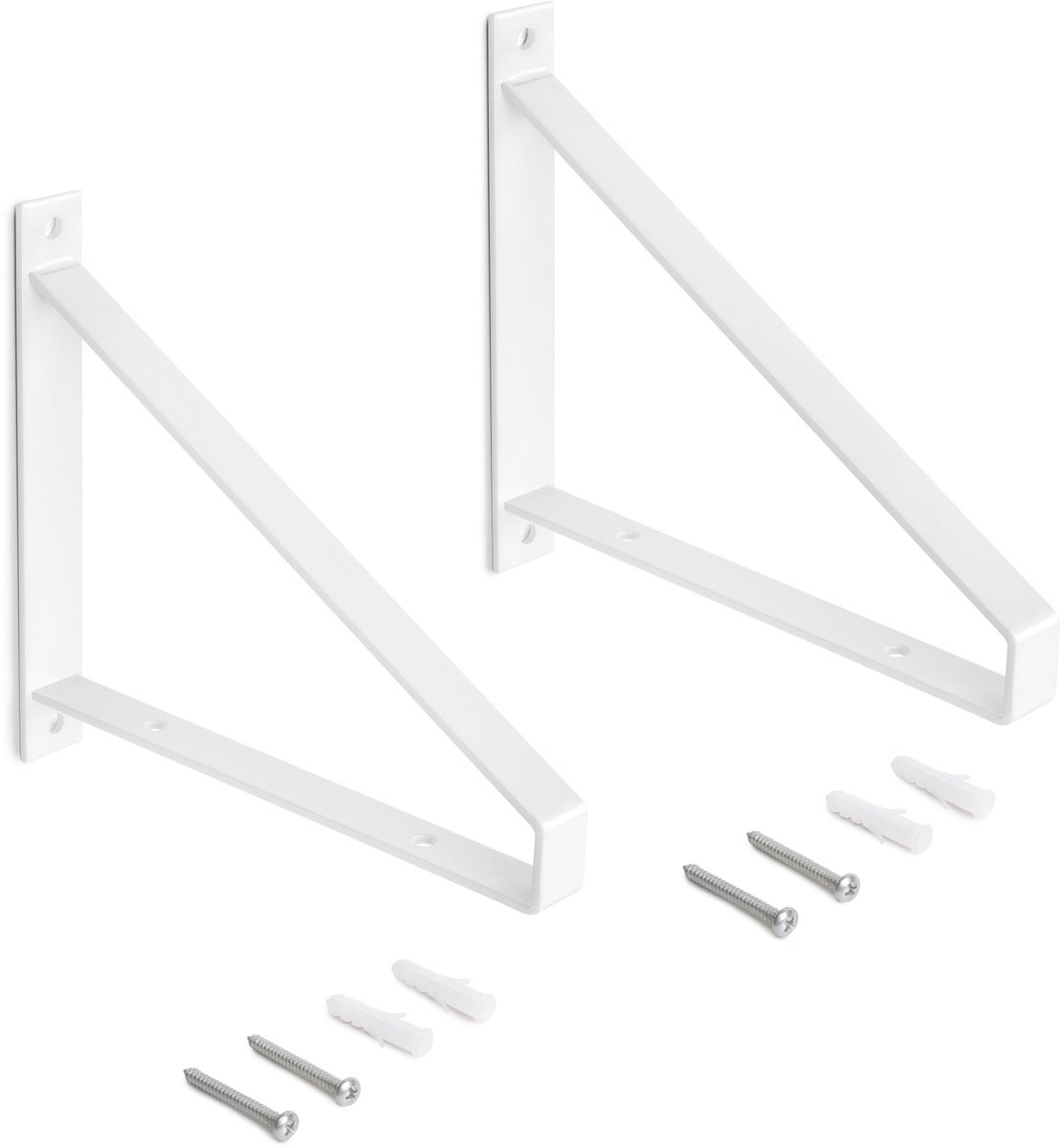 Emuca Set van houten plankdragers Shelf met driehoekige vorm, Staal, Wit