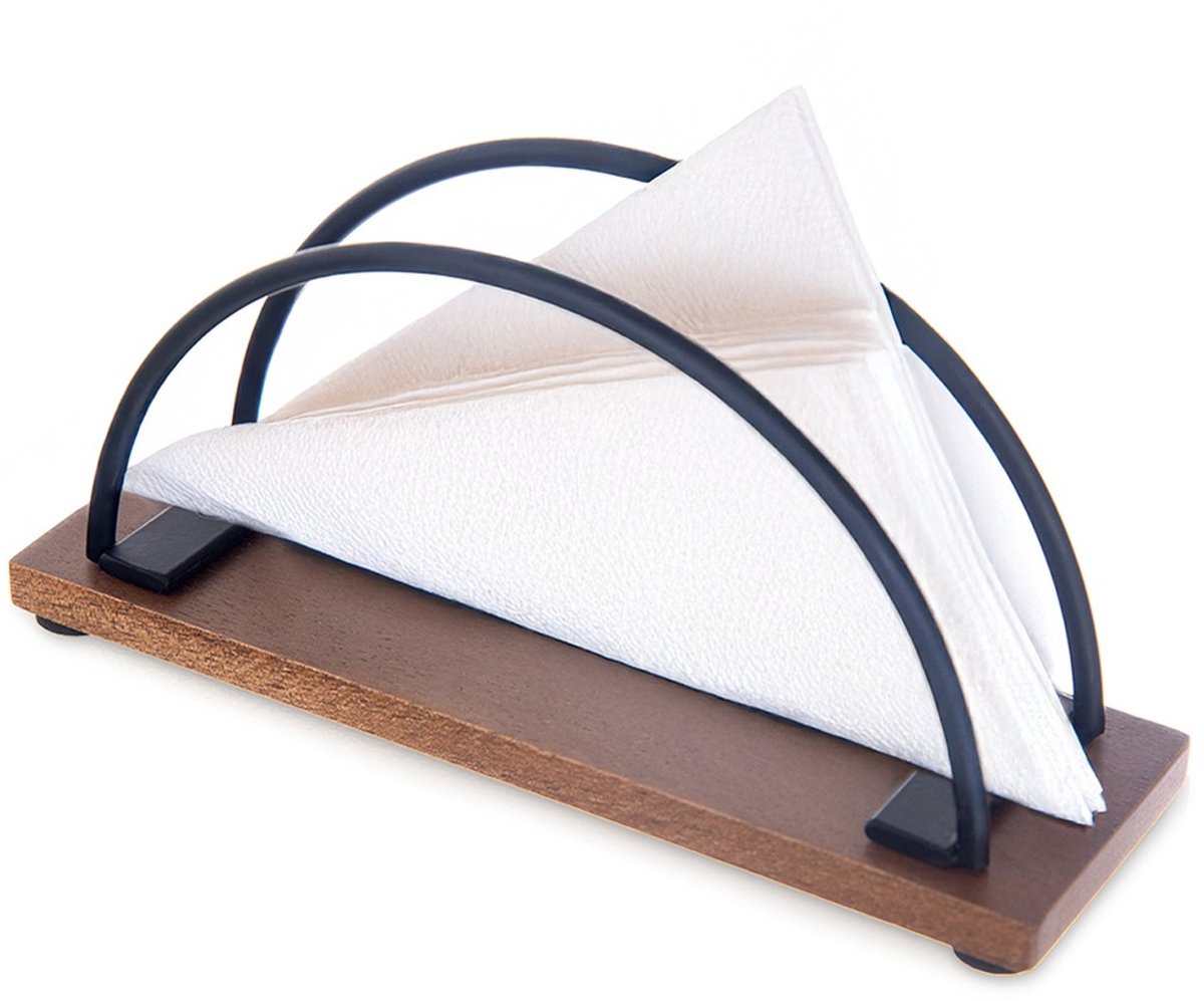 Orion Radka Serie - Houten en Metalen Serwetdrager - 16x5x8 cm - Zwart