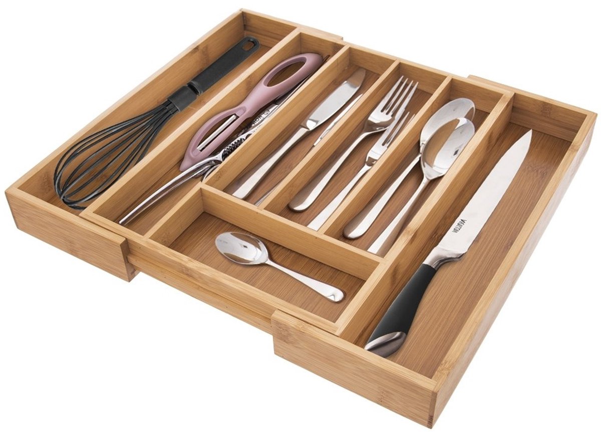 Orion - Bestekorganizer - Bamboe - Verstelbaar - 35,5x26 cm