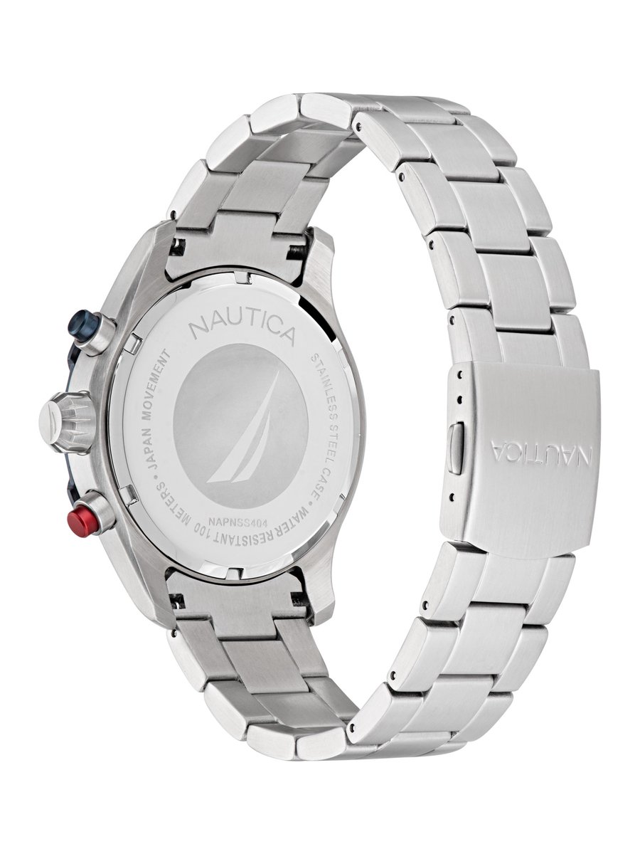 Nautica Nst Kwarts Analoog Horloge Blauw Case: 100% Roestvrij Staal | Armband: 100% Roestvrij Staal 46 mm NAPNSS404