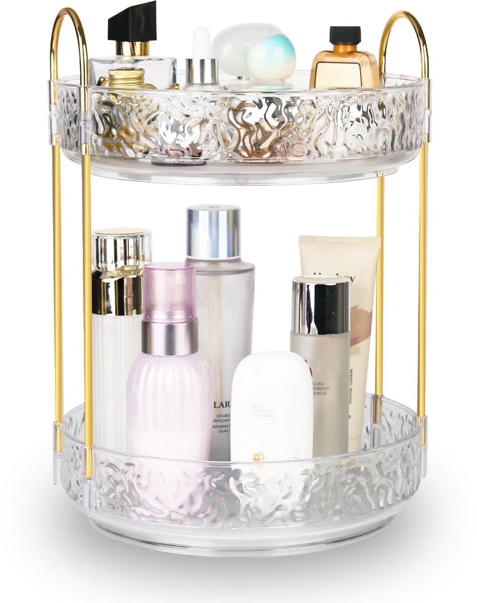 Unyqoos® Draaibare make-up organizer met twee lagen voor badkameropslag