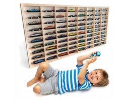 Houten Organizer Wandrek voor 80 Autootjes - Perfecte Collectie Presentatie
