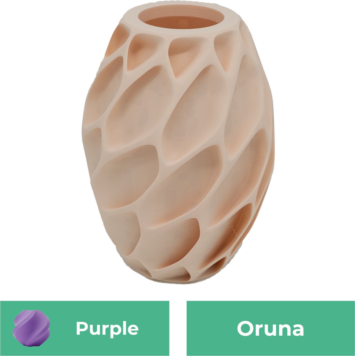 Lovora Oruna organische vaas – Decoratieve vaas - Paars - 3d geprinte vaas – geschikt voor droogbloemen - 25CM