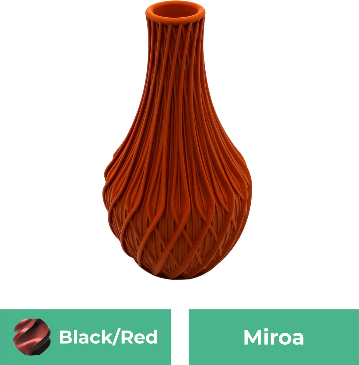 Lovora Miroa design vaas – Decoratieve vaas - Zwart / Rood - 3d geprinte vaas – geschikt voor droogbloemen - 30CM