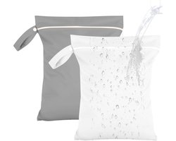 2 Pack Wasbare Luiertassen - 40 x 30 cm - Waterdichte Baby Badmode - Herbruikbare Tassen voor Vuil Wasgoed - Reis Zip Waterdichte Tas voor Baby's - Strand Reis - Handtas Organizer