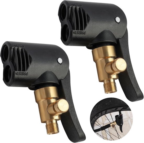 Foto: Adapter voor franse ventiel 2 stukken auto ventiel lever plug messing fiets ventiel compressor adapter ventiel tool voor auto s motorfietsen auto banden lucht