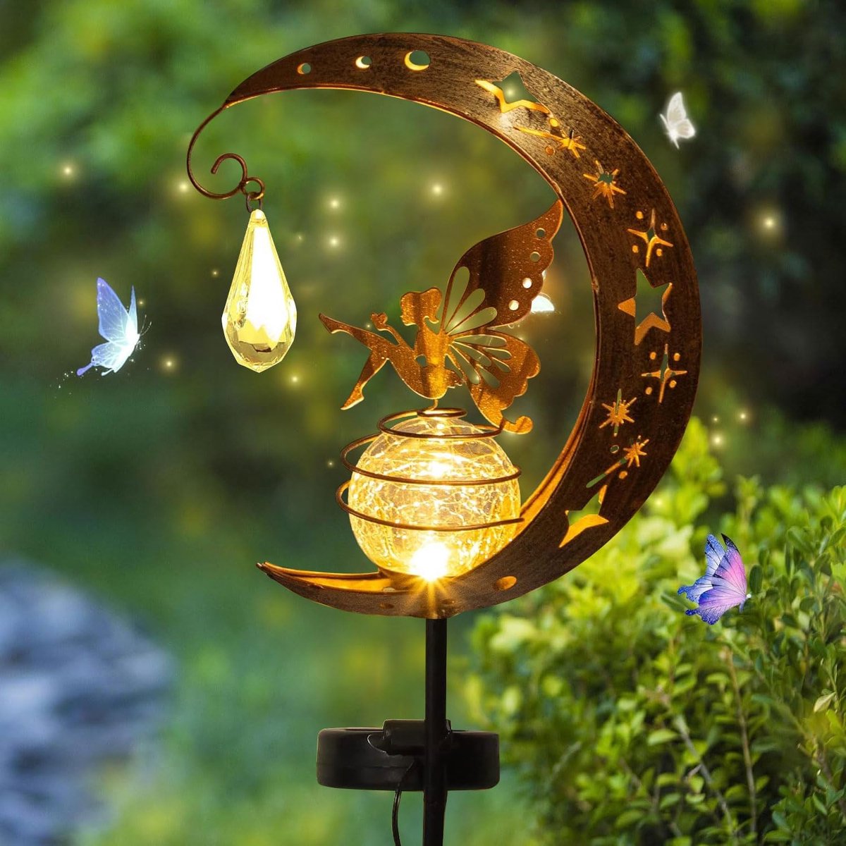Solar Lamp Moon LED - Glas Bal Tuin Licht - Waterdicht Solar Lamp LED - Pad Decoratie voor Tuin - Patio - Balkon - Binnenplaats