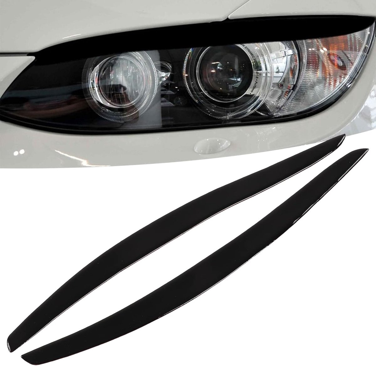 2Pcs Headlight Eyebrow - Headlight Eyeshadow Shiny Black Trim - Links Rechts Front Decoratie voor 3 Series Coupe E92 2006-2012