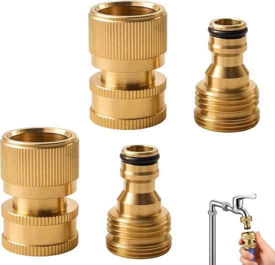 Geka Insteeknippel 1/2 Inch Buitendraad naar Snelsluiting, Messing Tuinslangkoppeling GK met 1/2