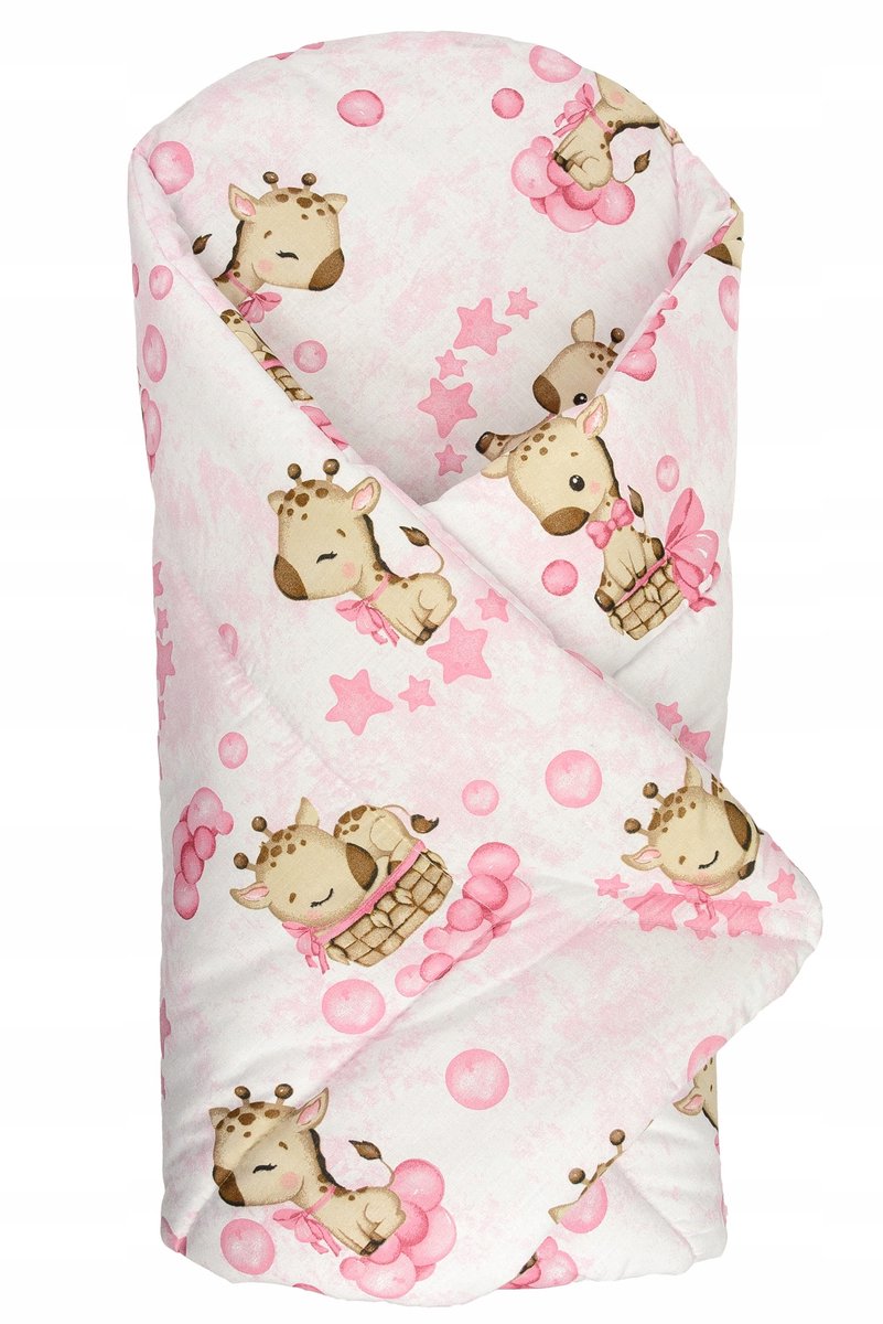 Babydoekje 80x80 cm met Kokosinleg, Verstevigd, Roze Giraffen