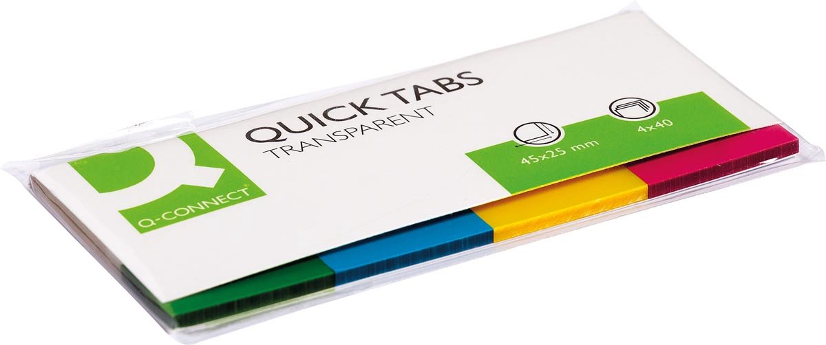 Q-CONNECT Quick Tabs | ft 25 x 45 mm | 4 x 40 tabs | geassorteerde kleuren