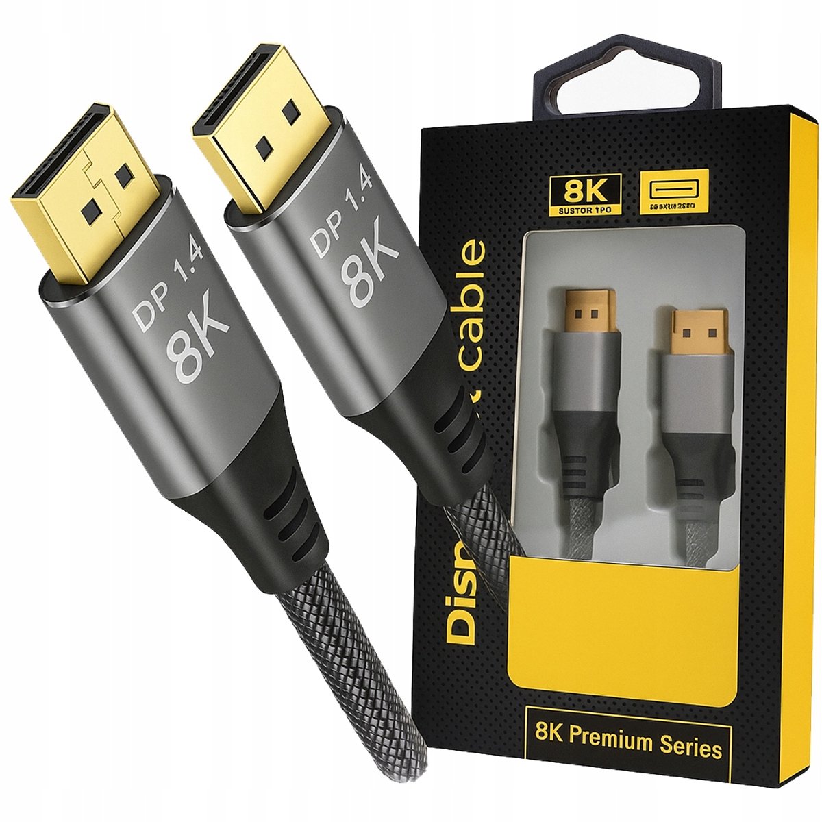 DisplayPort 1.4 Kabel 2m 8K 240Hz DSC G-Sync FreeSync Verguld