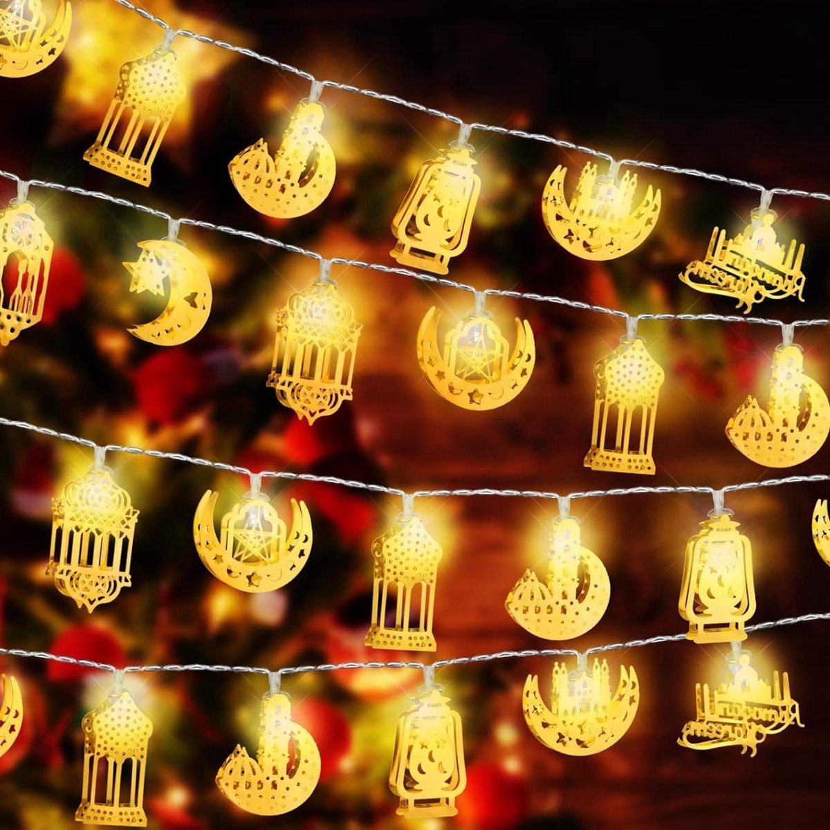 CSGoods - LED Ramadan Eid Maan Ster Kerosine Lantaarn Lamp - Eid Mubarak Verlichting - Batterij Operated - Eid Al Adha Decoraties - Ramadan Outdoor Home Decoratie - Party Benodigdheden