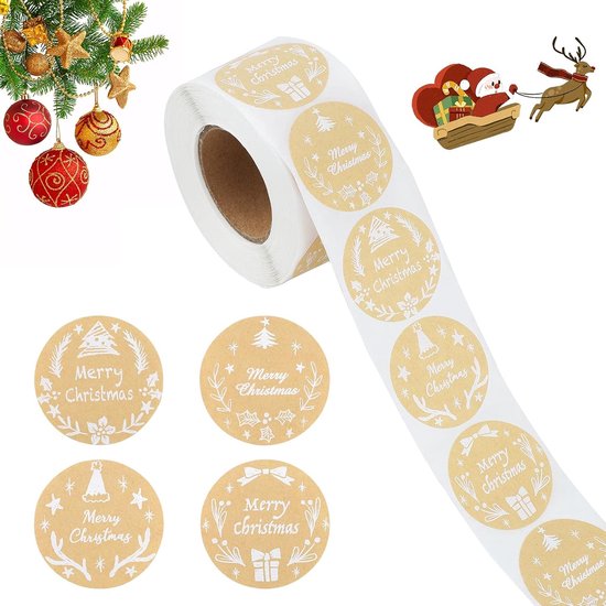 500pcs Rond Merry Christmas Stickers - Craft Paper - Zelfklevende ...