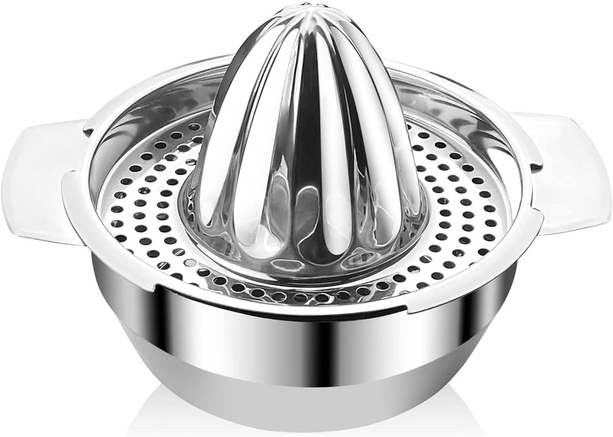 Unyqoos® Handmatige roestvrijstalen citruspers met grote inhoud en ergonomisch ontwerp