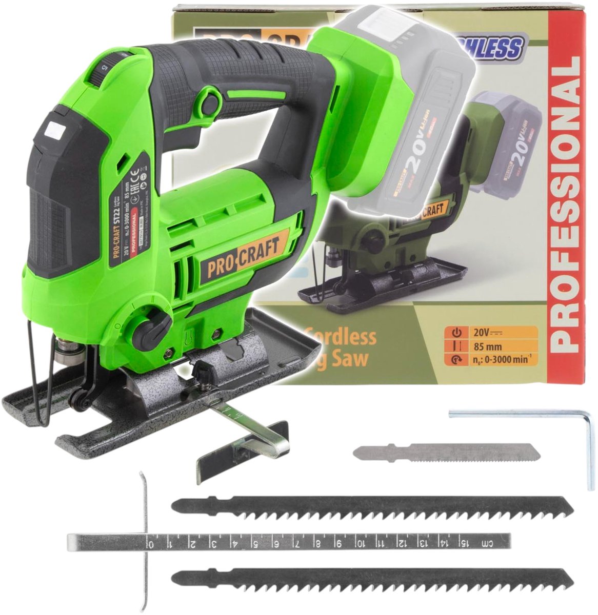 Procraft ST22 accu-decoupeerzaag 20 V 80 mm borstelloos solo - zonder accu, zonder oplader