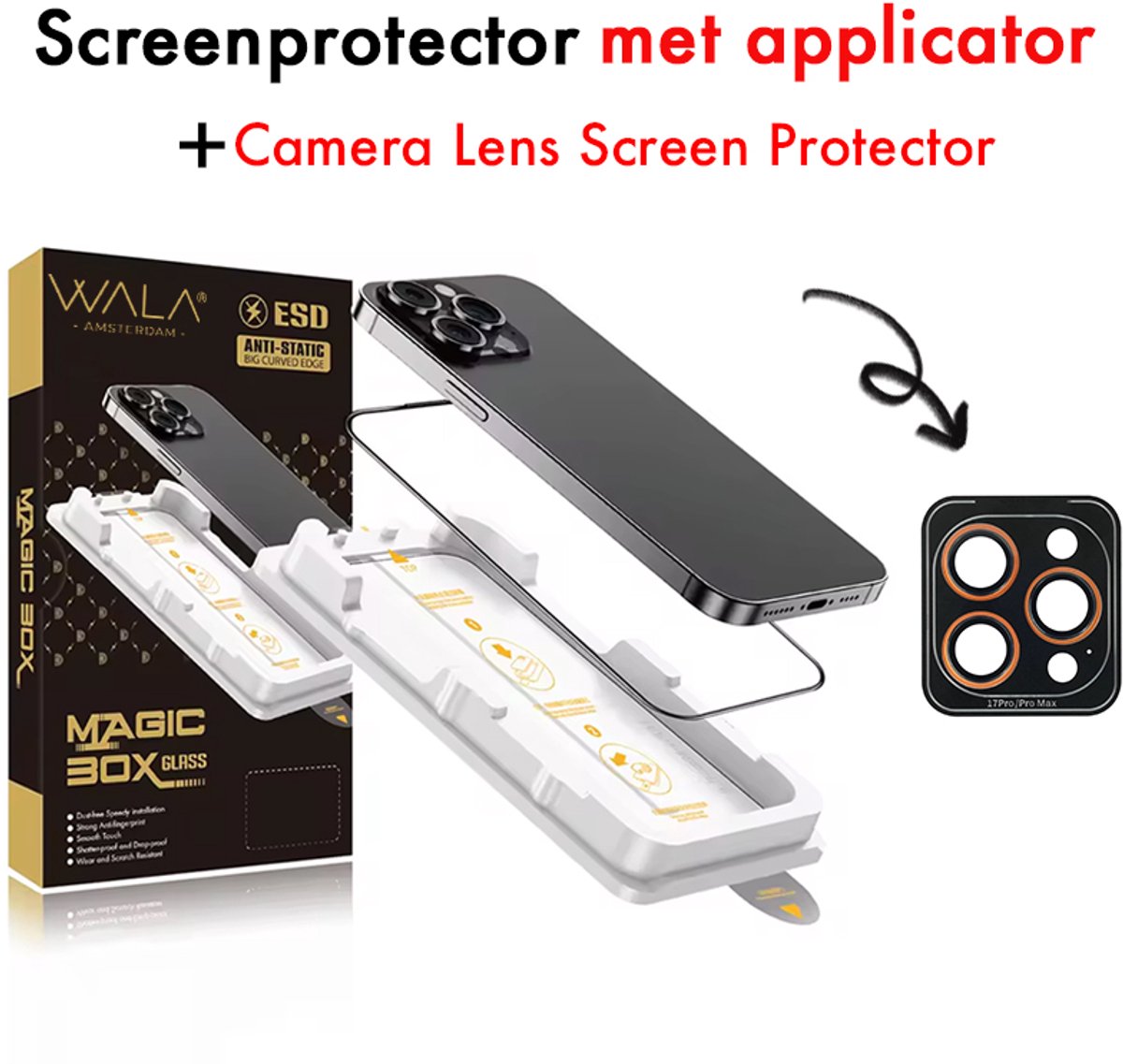 Premium Screen protector + Camera Lens Screen Protector - Geschikt voor iPhone 16 - Met Installatiebox - 9H Extra - Complete bescherming voor iPhone 16
