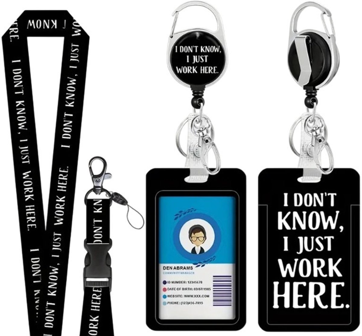 Mj Joys® – Afneembare Lanyard – Badgehouder met trekkoord - Trekkoord met Sleutelhanger - Uitschuifbare Badgehouders met Clip - Nekkoord - Telefoonkoord - Badge Houder - Badgehouder met afrolmechanisme - Work