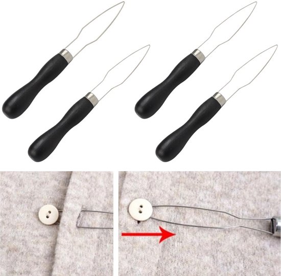 4 stuks - Knoophaakjes - Knoophulp - Aantrekhulp - knoophaak - knopenhaak hulpmiddel - Hulpmiddel voor aantrekken knopen - Knoopsluiting Hulpmiddel voor Knoppen - Zwart - 173*19 mm - voor ouderen, mensen met een beperking en mensen met artritis