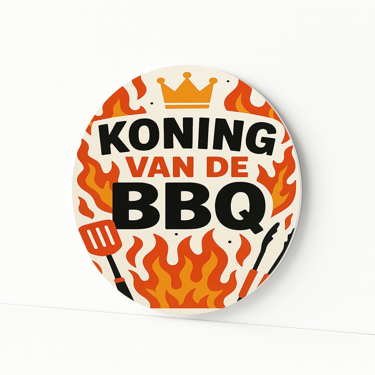 BBQ vlammen kroon – wanddecoratie rond – Forex muurcirkel – 60x60 cm