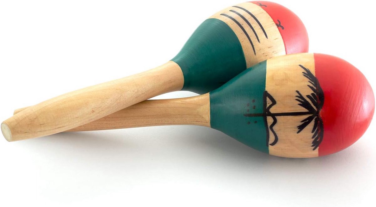 Natuurlijke handgeschilderde houten maracas - Kinder percussie-instrument