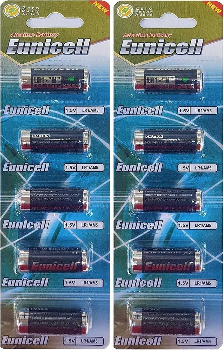 10 x 1.5V Alkalinebatterijen N grootte - LR1, MN9100, AM5